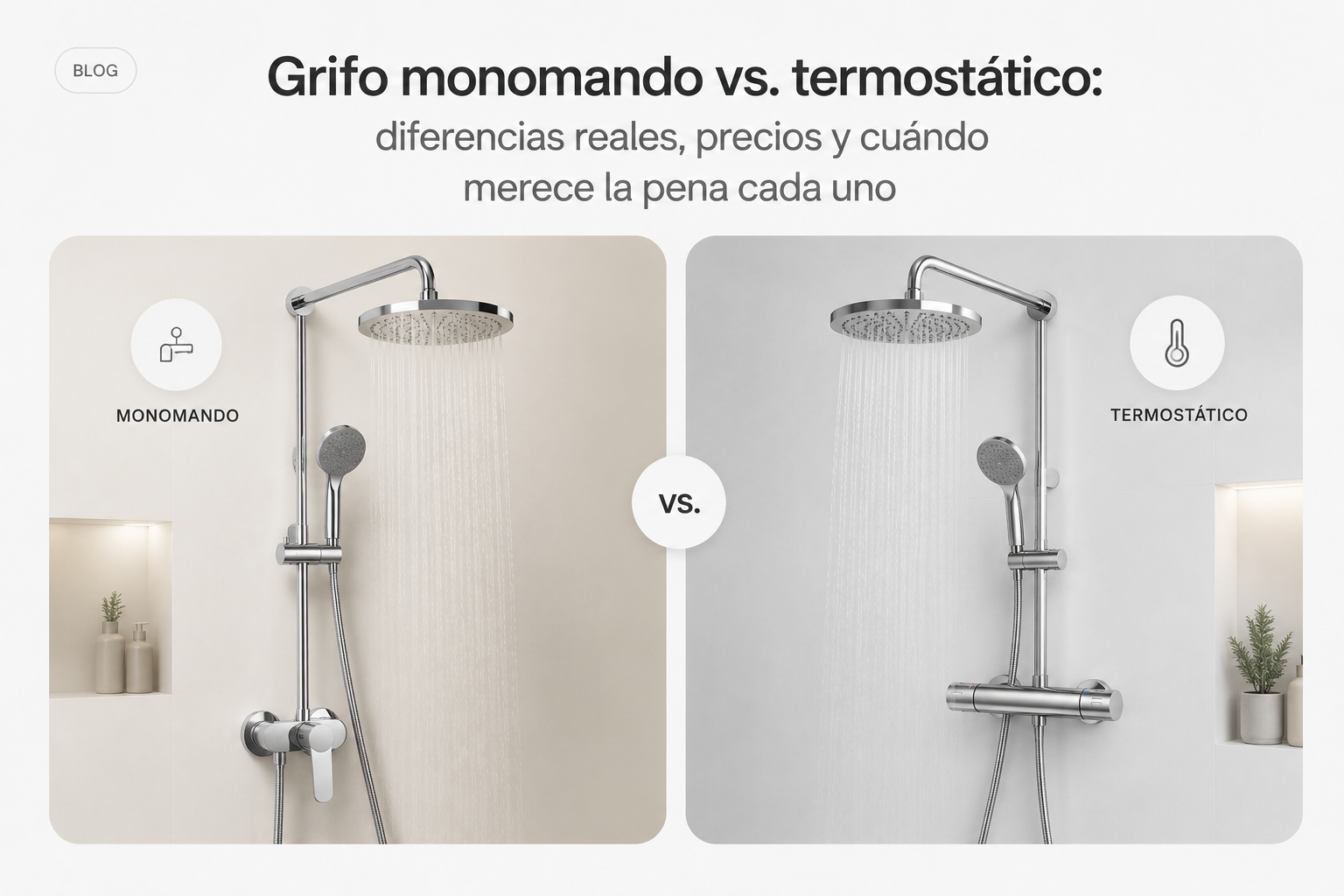 Grifo monomando vs. termostático: diferencias reales, precios y cuándo merece la pena cada uno
