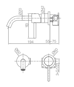 Grifo Lavabo Empotrado IMEX Monza GLM039BGM Black Gun Metal