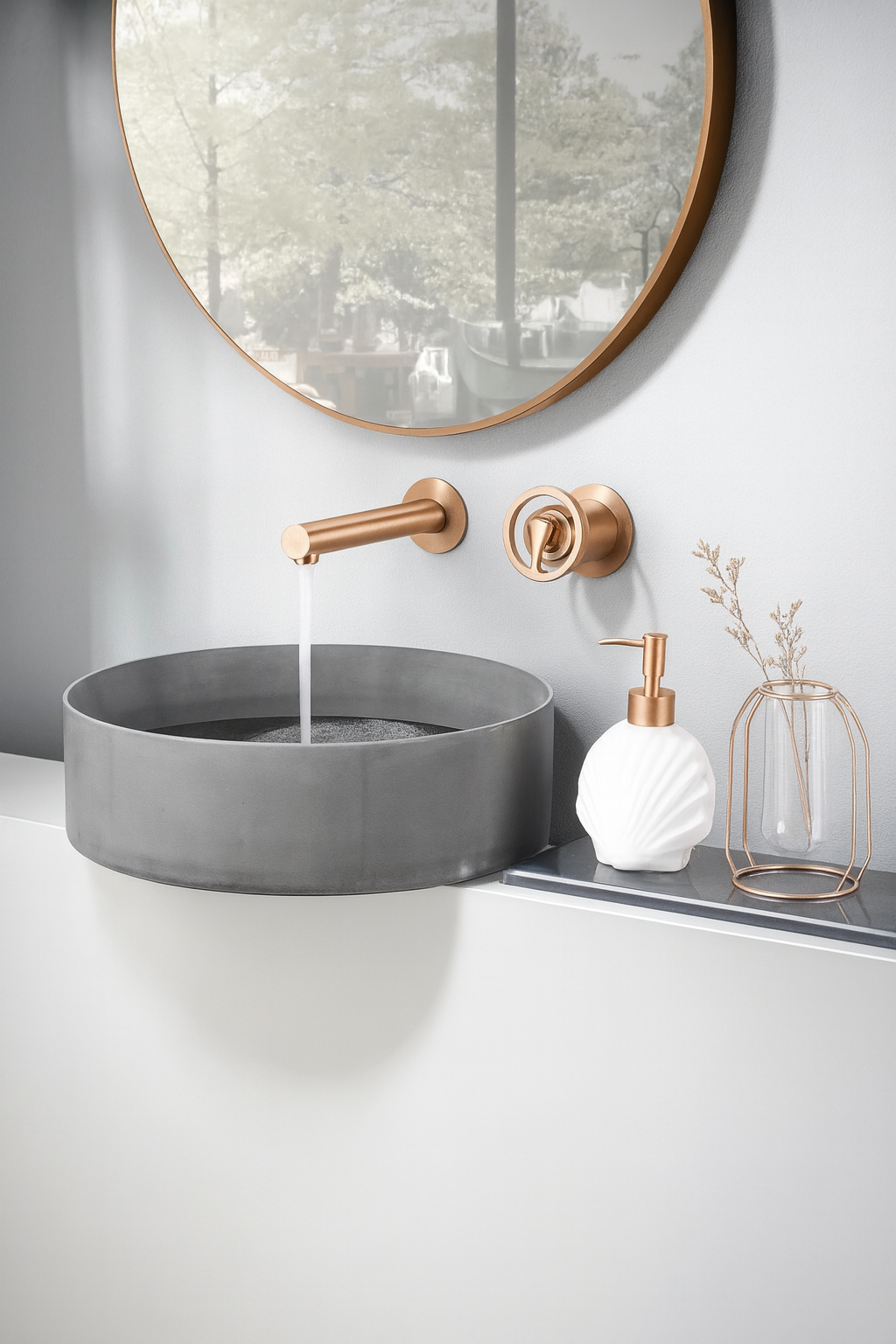 Grifo Lavabo Empotrado IMEX Olimpo GLC033/ORC Oro Rosa Cepillado