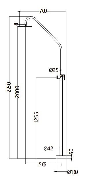 Ducha de Piscina IMEX Alaska GPA002/AC Acero Inoxidable S316