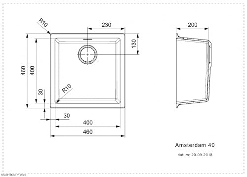 Reginox Amsterdam 40 Caffe Silvery Granito fregadero 400 x 400 Crema