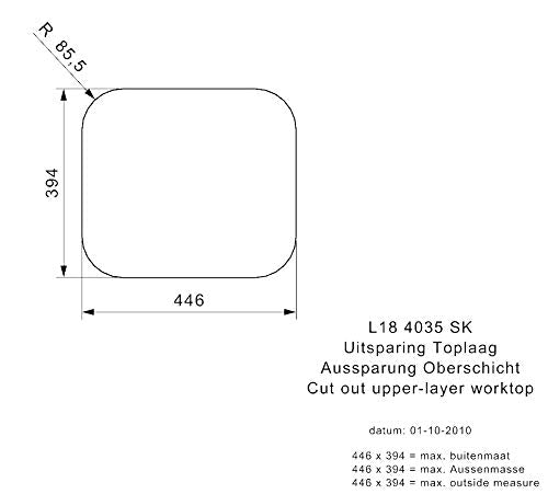 Reginox L18 4035 SK - Fregadero de acero inoxidable (100 mm de profundidad)