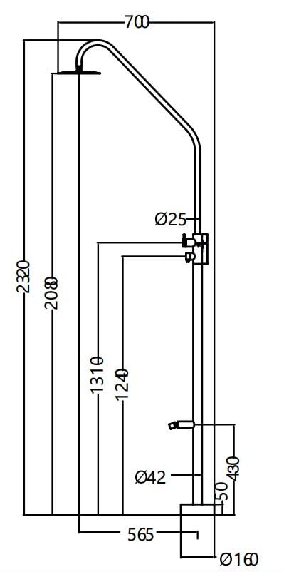 Columna de Ducha para Piscina IMEX Dakota Negro Mate Acero S316
