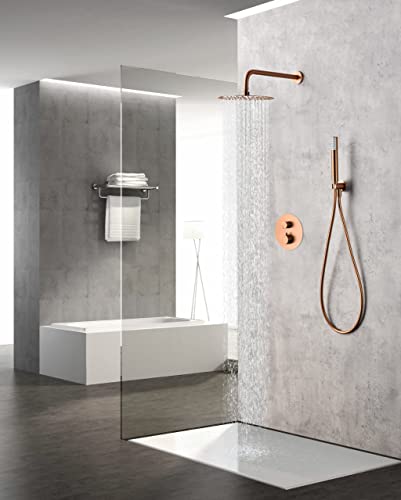 Sistema de Ducha Termostático IMEX Monza GTM039ORC Oro Rosa Cepillado Ø25 cm