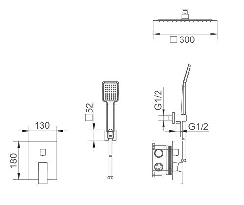 Conjunto de Ducha Empotrado IMEX Gales Cromo