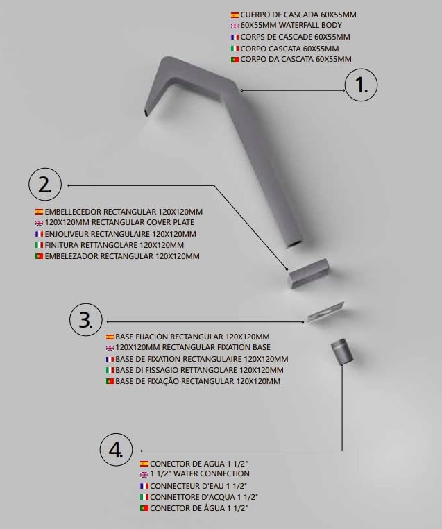 Cascada Piscina 6 cm IMEX NIÁGARA CPN001/AC Gris Cobalto Acero S.316