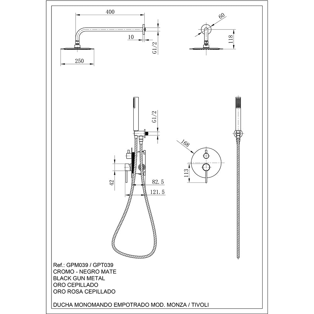 Columna Ducha Empotrada IMEX Monza GPM039NG Negro Mate