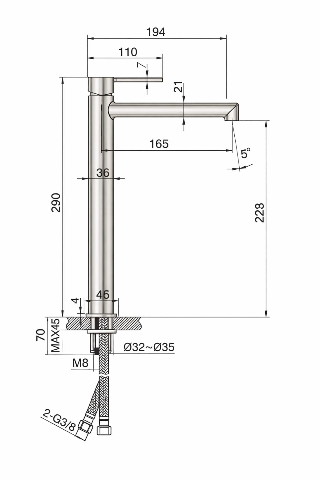 Grifo Lavabo Alto IMEX Toscana BDT064-3