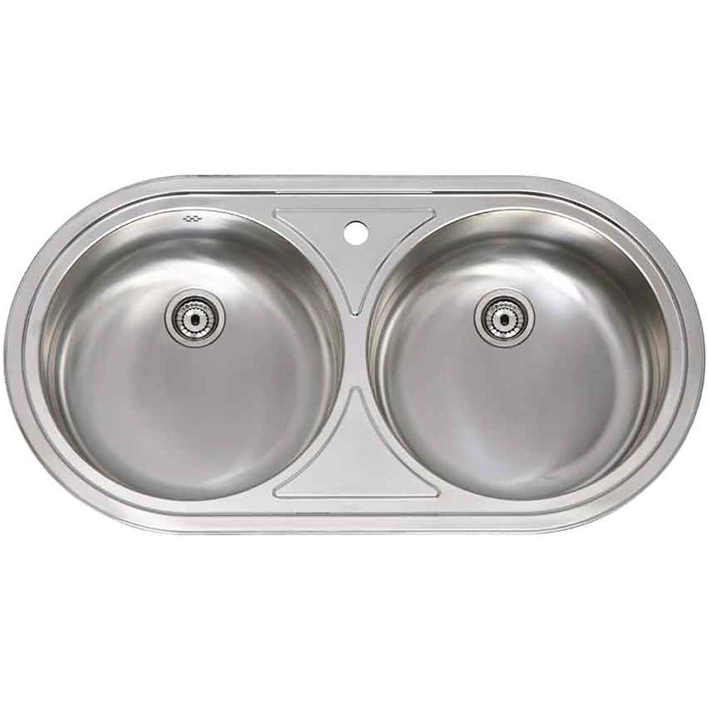 Practic 691014 Fregadero Inox Serie Lujo, 2 Senos con Válvula Grande y Orificio, 84 x 44 cm