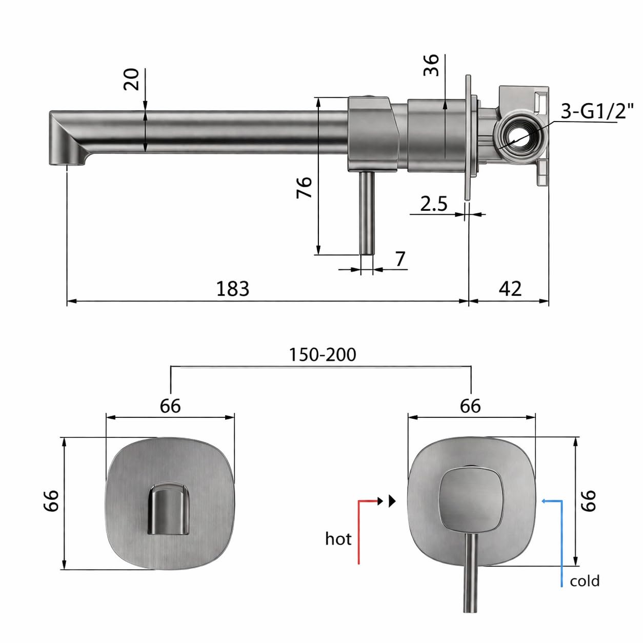 Grifo Lavabo Empotrado IMEX Toscana GLT064