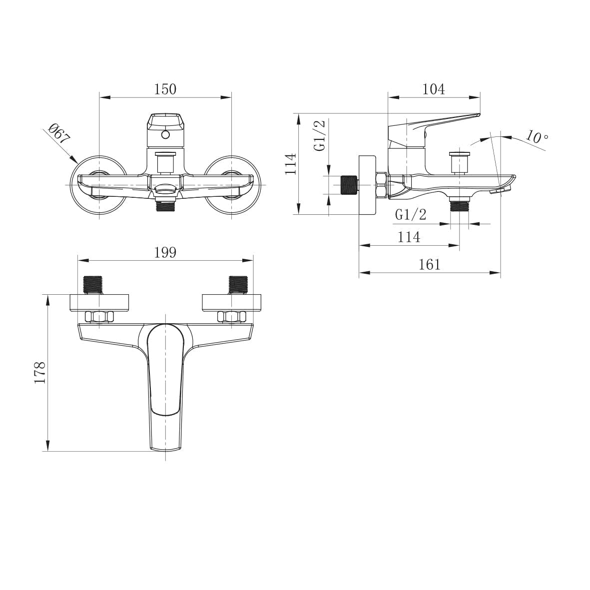 Grifo Monomando Ducha y Bañera IMEX BÉLGICA BDZ044-4NG Negro Mate