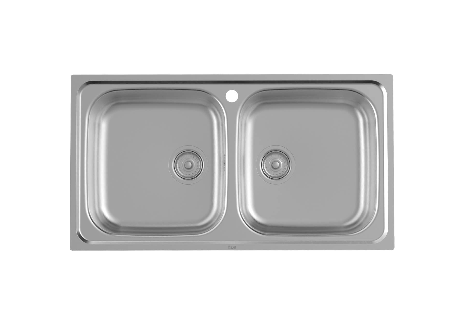 Roca A872901A01 Fregadero 2 Cubetas, Victoria 90, Acero Inox