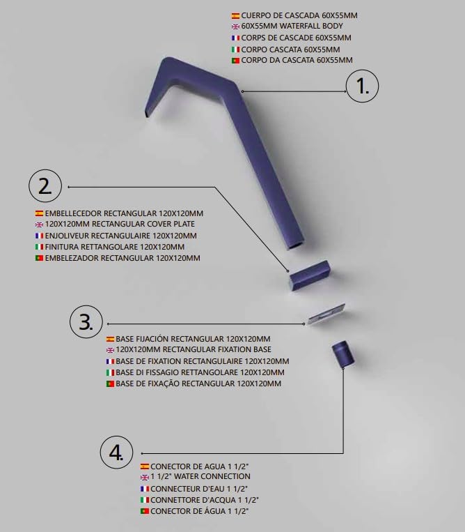 Wasserfall für Schwimmbad 6 cm IMEX NIÁGARA CPN001/AAO Ozeanblau Edelstahl 316