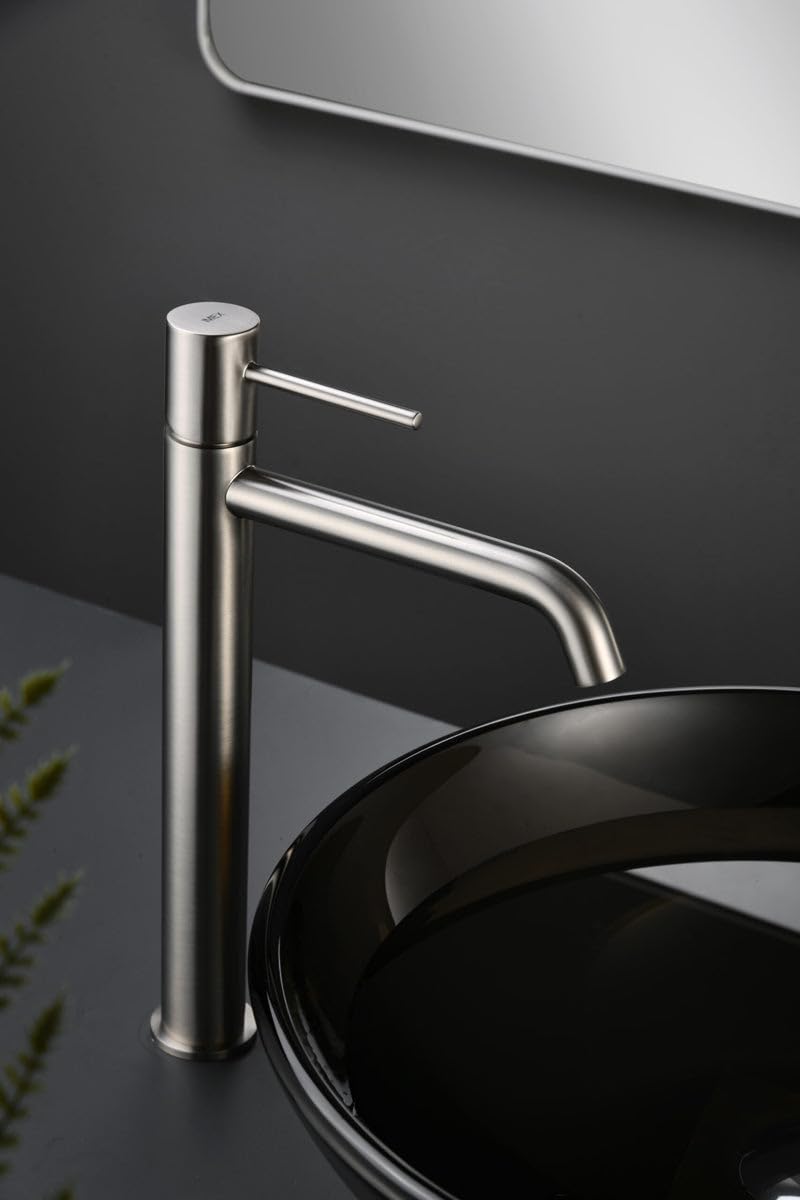 Imex - BDM039-3NQ MONZA Grifo Monomando Lavabo Caño Alto Color Níquel Cepillado
