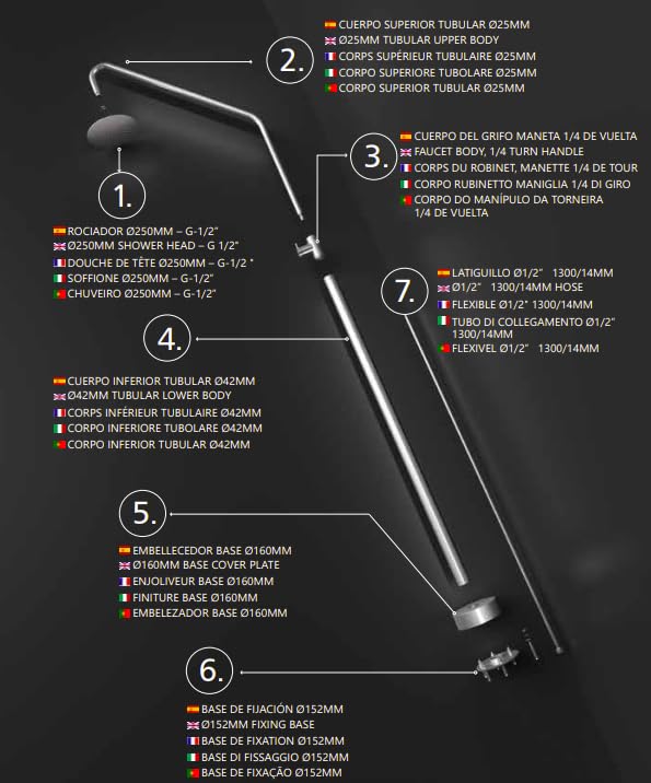 Ducha de Piscina IMEX Alaska GPA002/AC Acero Inoxidable S316