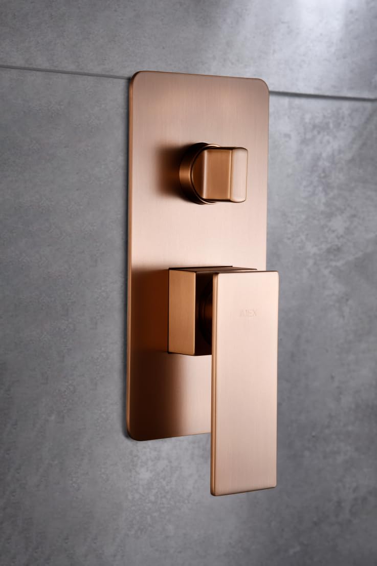 Imex - Conjunto de Ducha Monomando Empotrado Pisa GPP048/ORC | Oro rosa cepillado, Latón de alta calidad, Diseño moderno