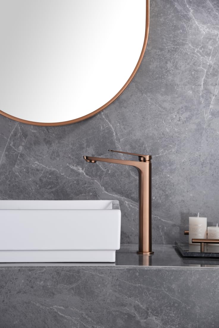 Grifo Lavabo Alto IMEX Nápoles BDN047-3ORC Oro Rosa Cepillado PVD