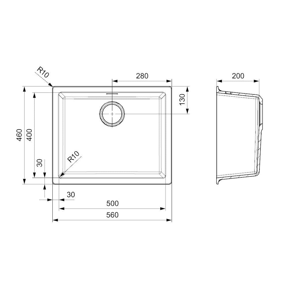 Reginox Amsterdam 50 Grey Silvery Granito fregadero 500 x 400 Gris