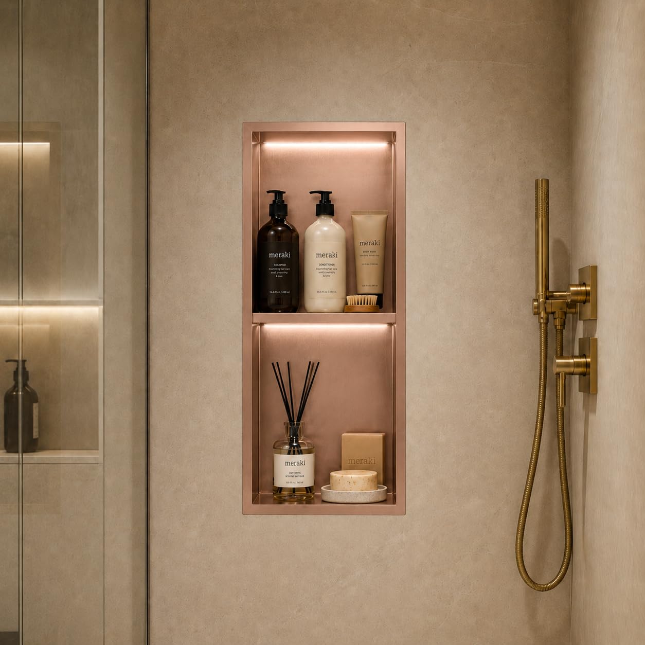 Hornacina Ducha MEDIMEX Marshall HOR006 Oro Rosa Cepillado 33x63