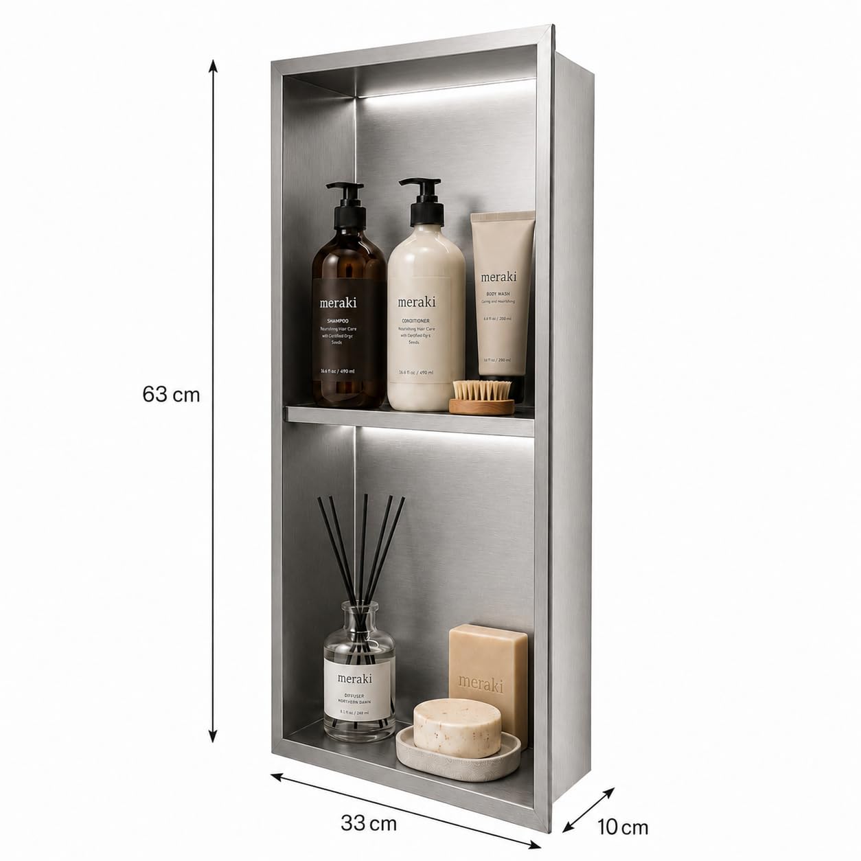 Hornacina Ducha MEDIMEX Marshall HOR006 Níquel Cepillado 33x63