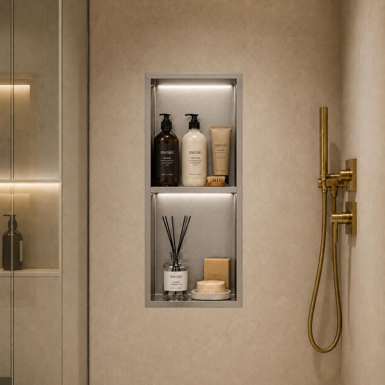 Hornacina Ducha MEDIMEX Marshall HOR006 Níquel Cepillado 33x63