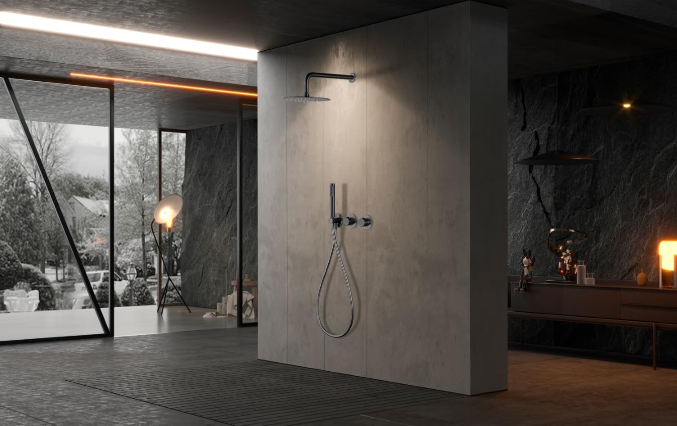 Ducha Empotrada Termostática IMEX Assen GTA052/BGM Black Gun Metal Ø25 cm