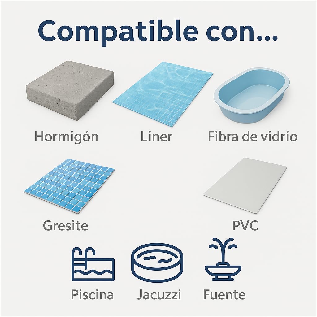 Unecol - Sellador de Fugas Piscina Unecol 1L – Repara Grietas y Filtraciones sin Vaciar – Apto para Gresite, Liner, PVC, Hormigón – Agua Dulce o Salada