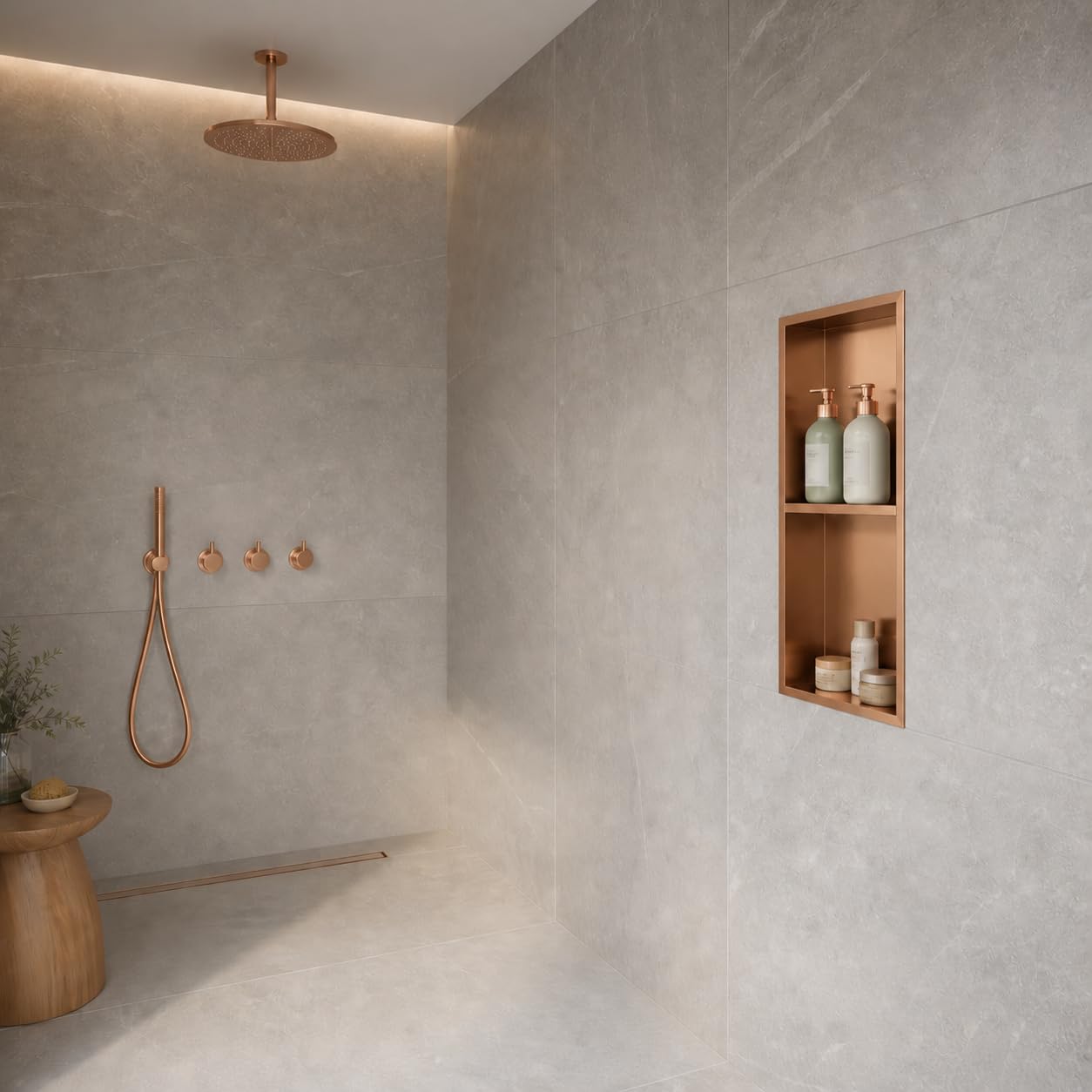 Hornacina Ducha MEDIMEX Artic HOR003 Oro Rosa Cepillado 33x63