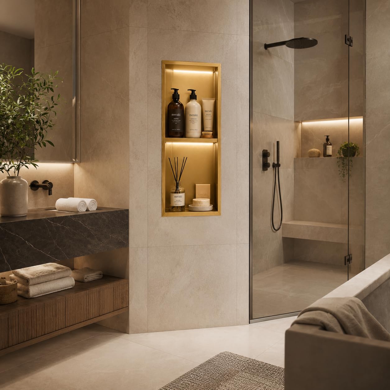 Hornacina Ducha MEDIMEX Marshall HOR006 Oro Cepillado 33x63