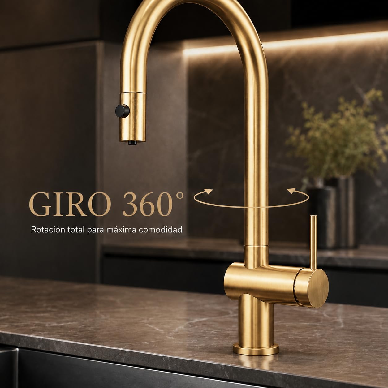 Grifo Cocina Extraíble IMEX Lazio GOS006/OC Oro Cepillado