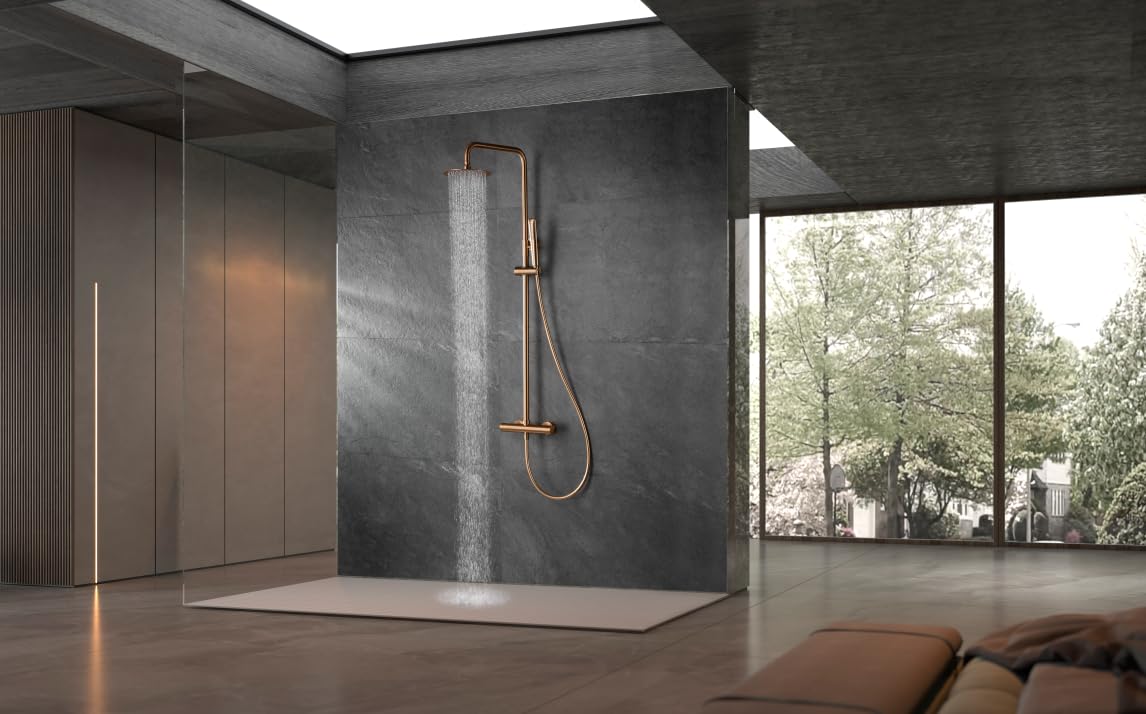 Conjunto Columna de Ducha IMEX Nápoles BTN047 ORC Oro Rosa Cepillado