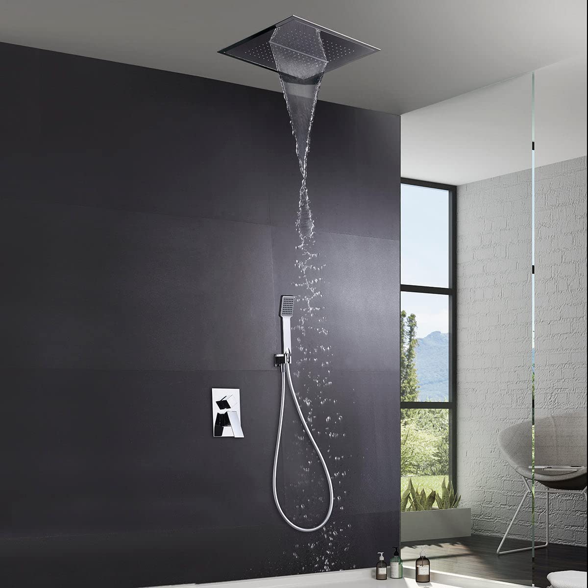 Sistema Ducha Empotrado IMEX Málaga GTS020 Cromado 40x40