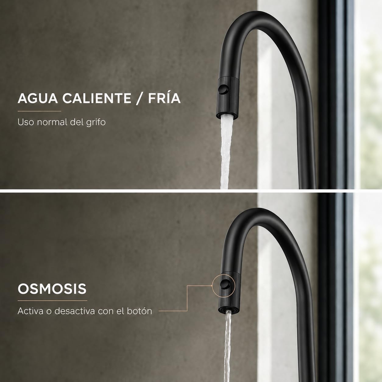 Grifo Cocina Extraíble IMEX Lazio GOS006/NG Negro Mate