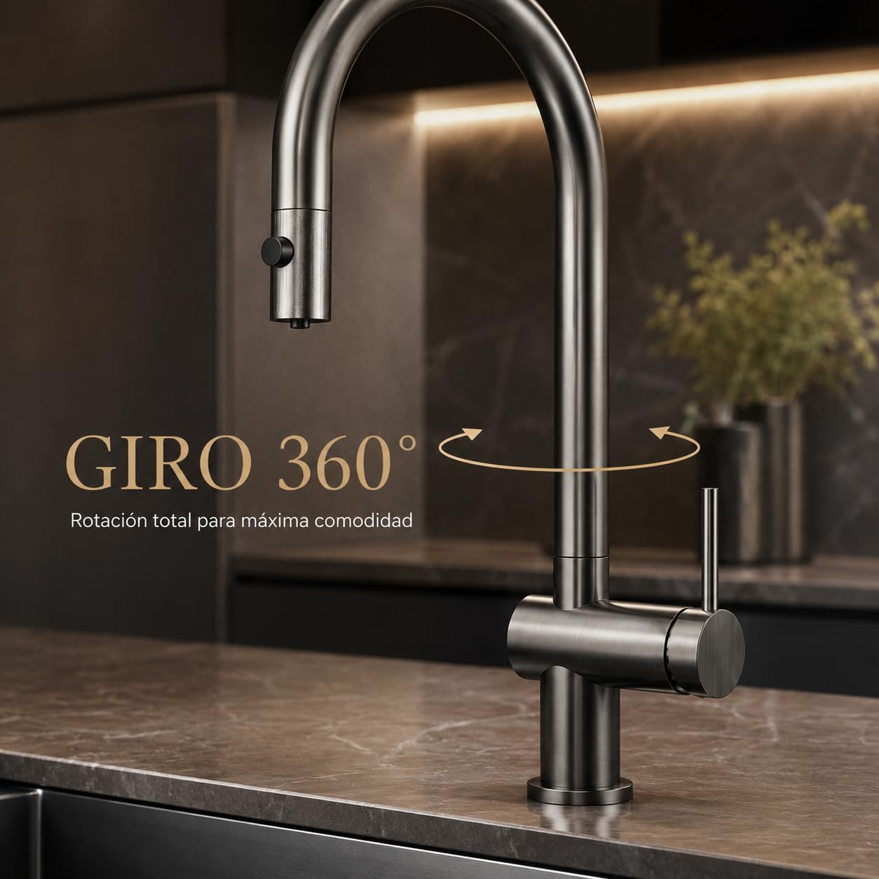 Grifo Cocina Extraíble IMEX Lazio GOS006/BGM Black Gun Metal