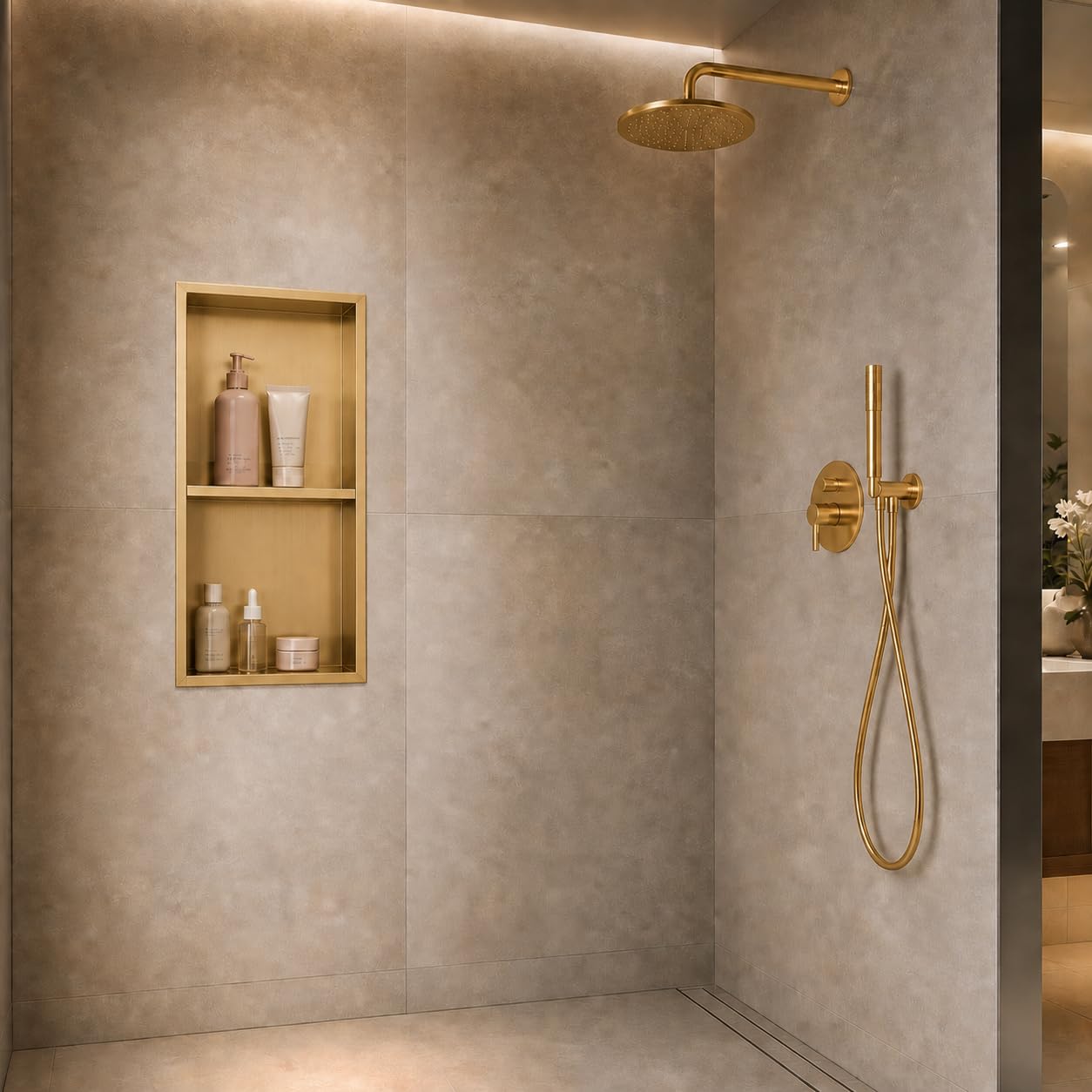 Hornacina Ducha MEDIMEX Artic HOR003 Oro Cepillado 33x63