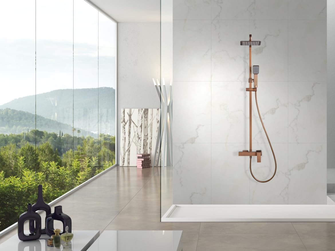 Imex - Conjunto de Ducha Monomando Pisa BDP048/ORC | Oro rosa cepillado, Latón de alta calidad, Diseño moderno