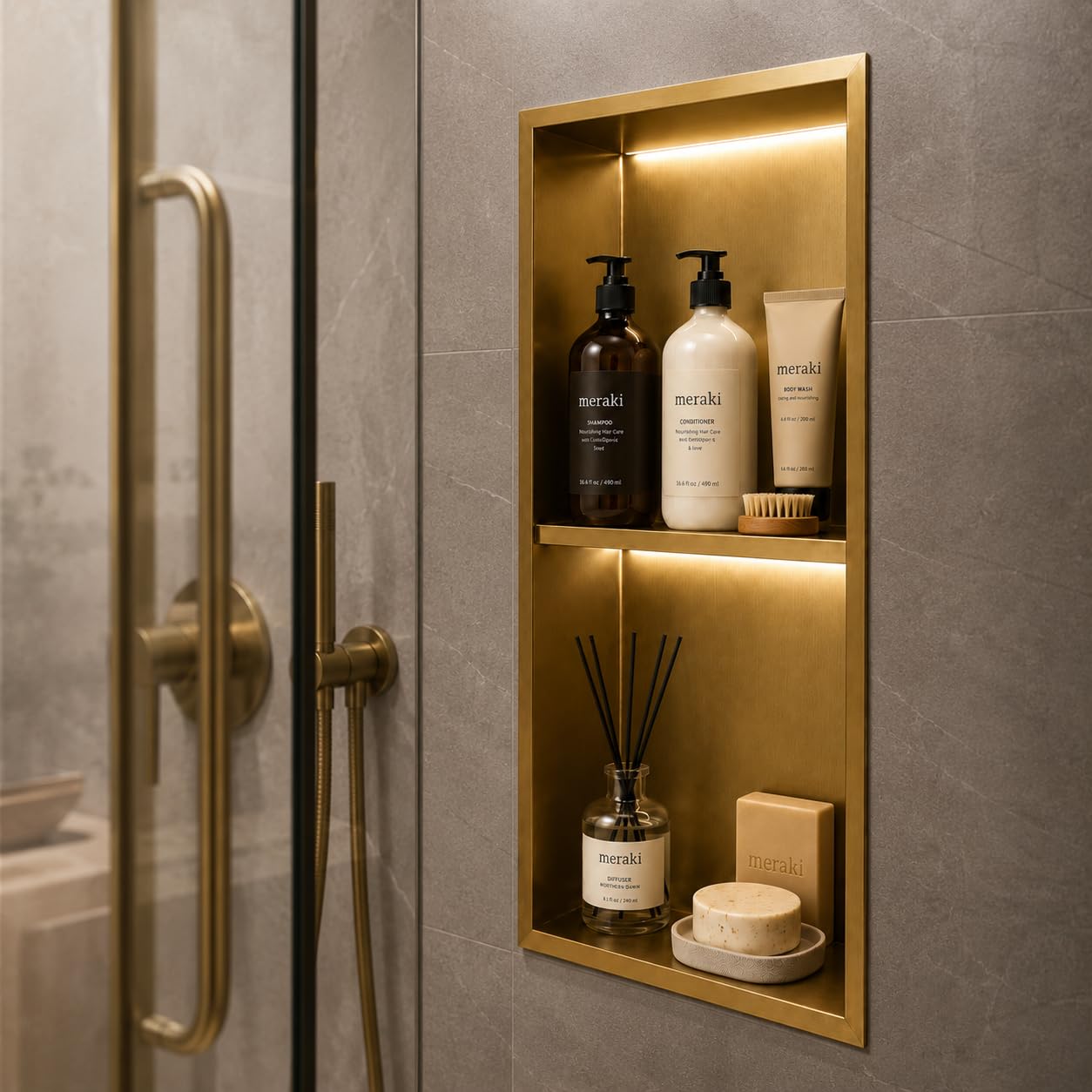Hornacina Ducha MEDIMEX Marshall HOR006 Oro Cepillado 33x63