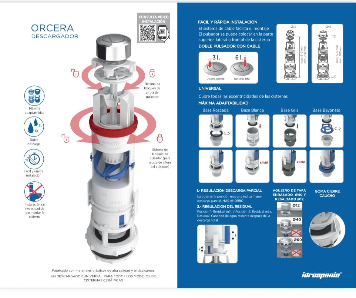 Descargador WC Idrospania Orcera 57010 Blanco