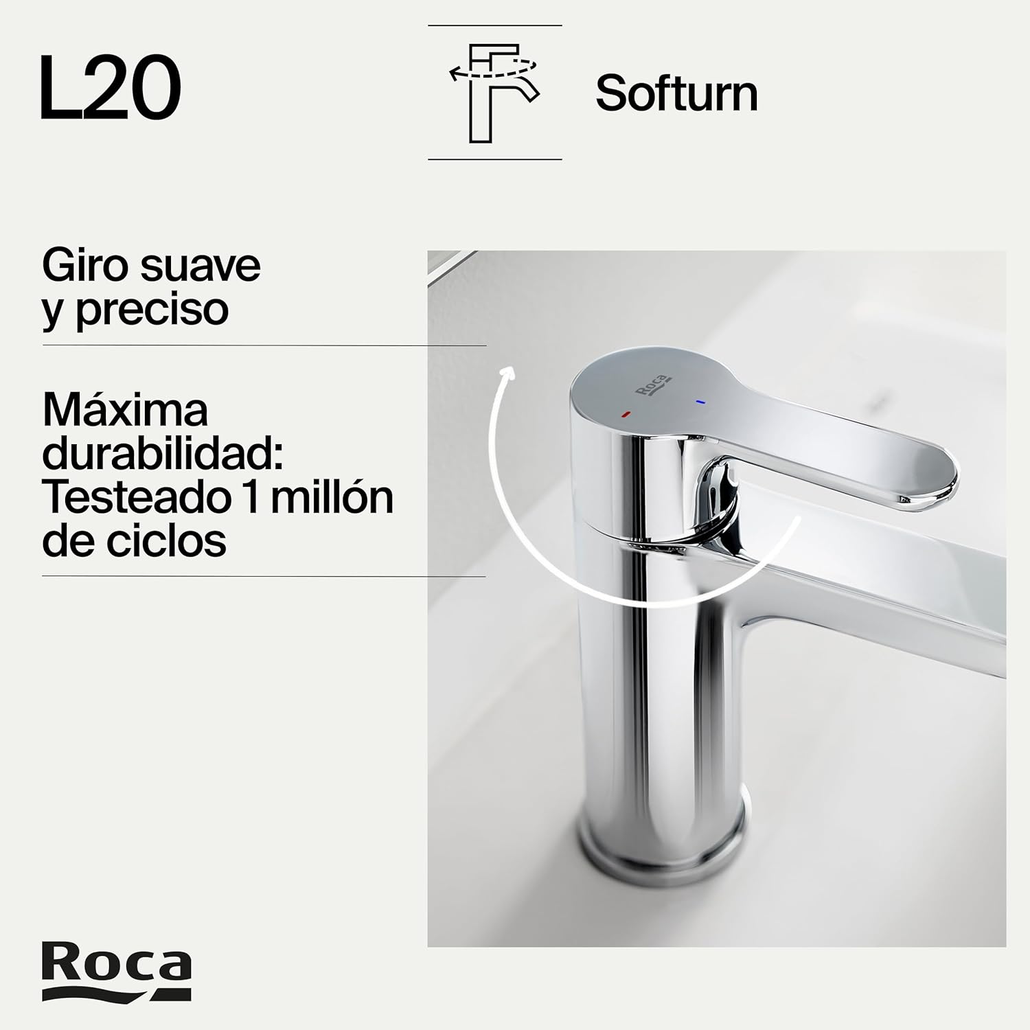 Grifo Lavabo ROCA L20 A5A3K09C00 Cromado