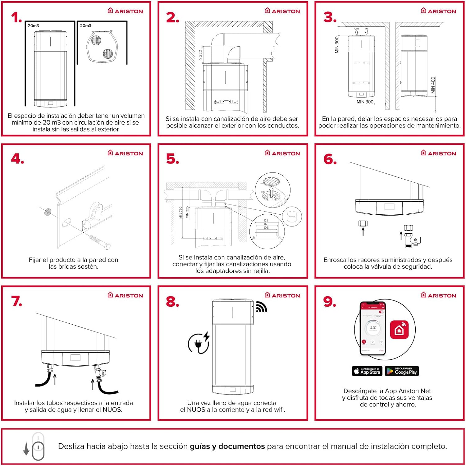 Termo Aerotermia Ariston Nuos Plus S2 WiFi 110 L | Bajo Consumo, Control App, A+
