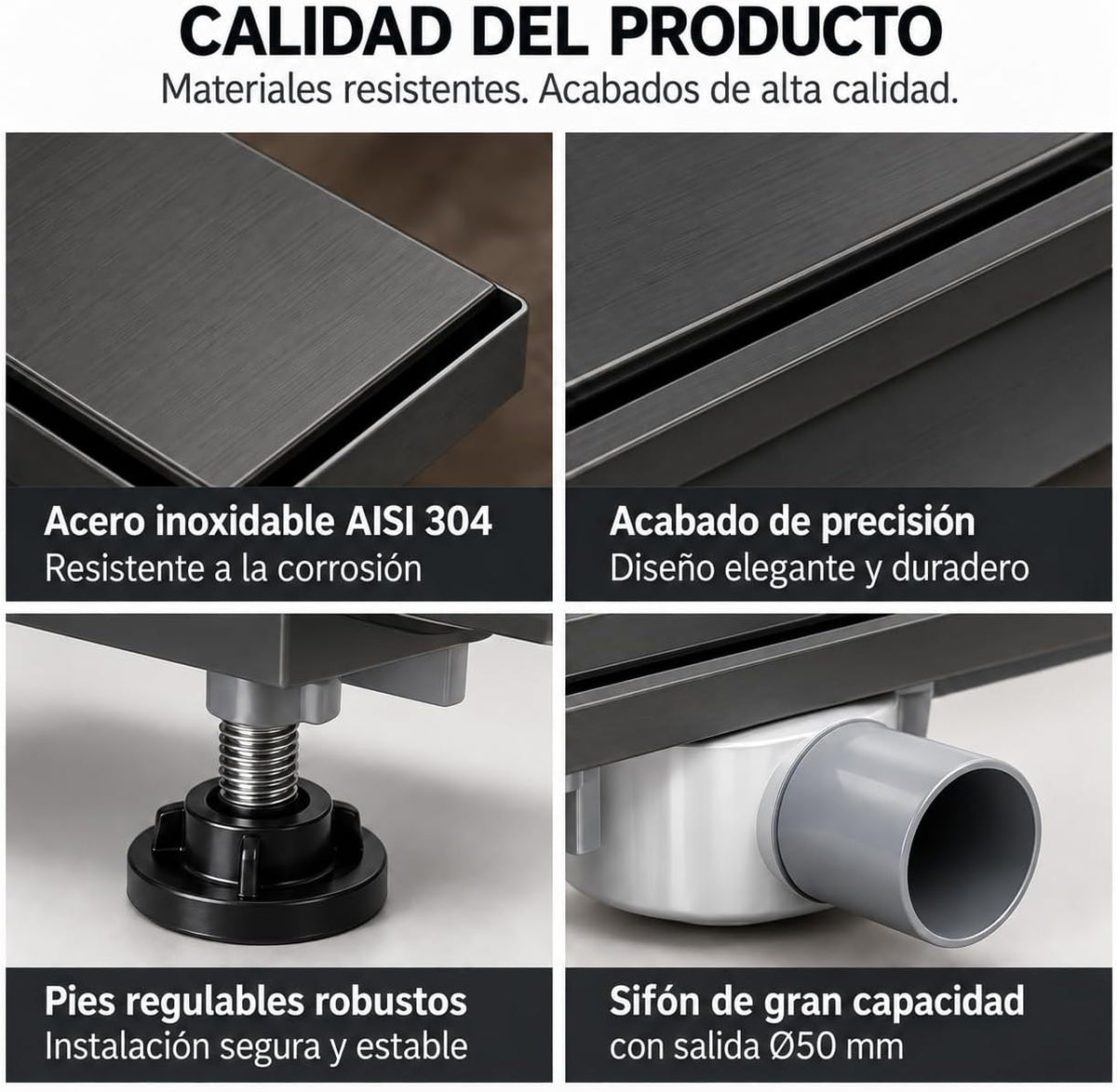 GME Canaleta de Ducha con Tapa Reversible para Ducha a RAS de Suelo