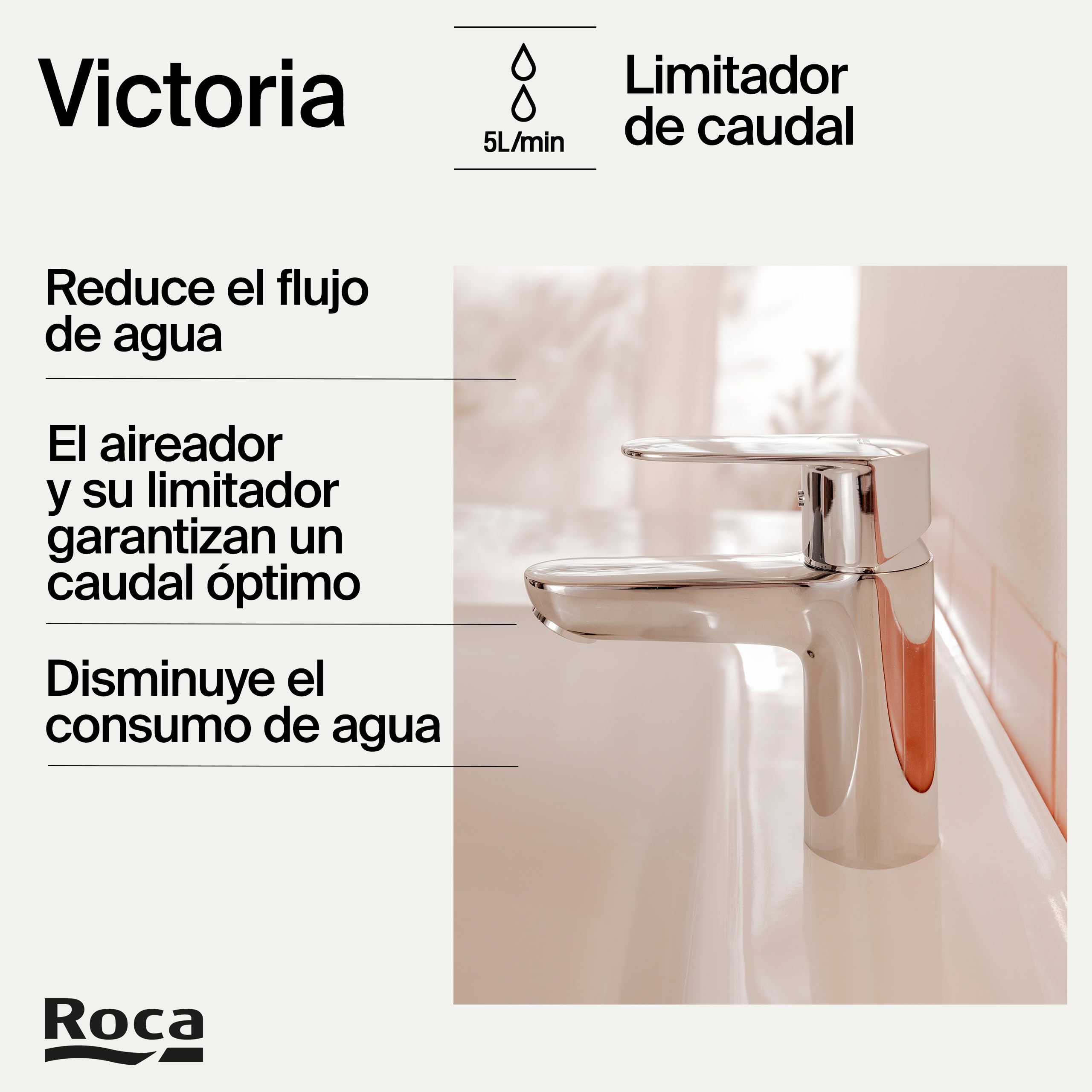 Roca Victoria Plus Grifería para lavabo con tecnología ColdStart