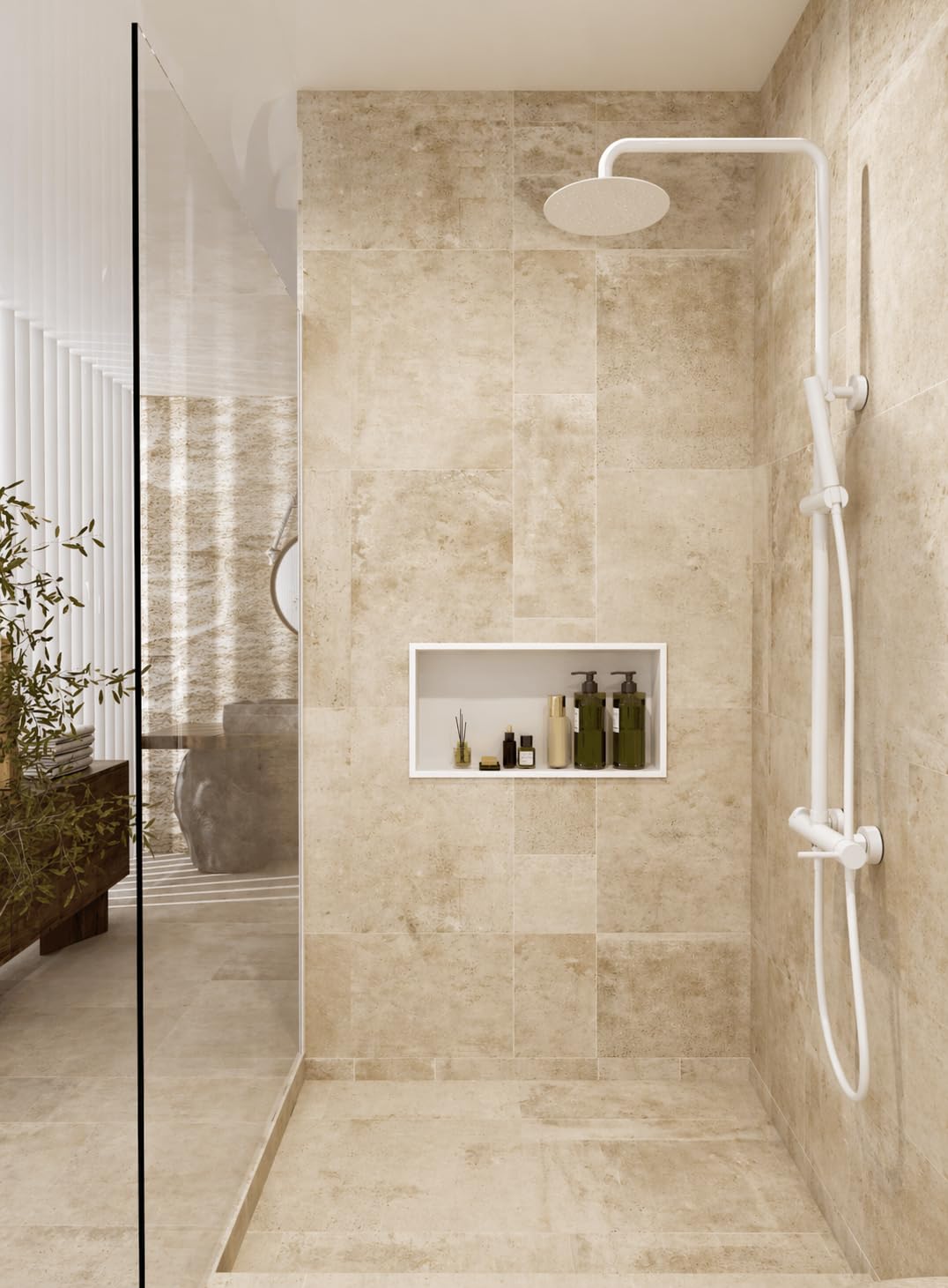 Galyon MEDIMEX - Hornacina Ducha Empotrable Horizontal Pacific HOR002 | Nicho de Baño Acero Inoxidable 304, Rectangular 63x33 cm Prof. 10 cm | 6 Acabados (Blanco Mate)