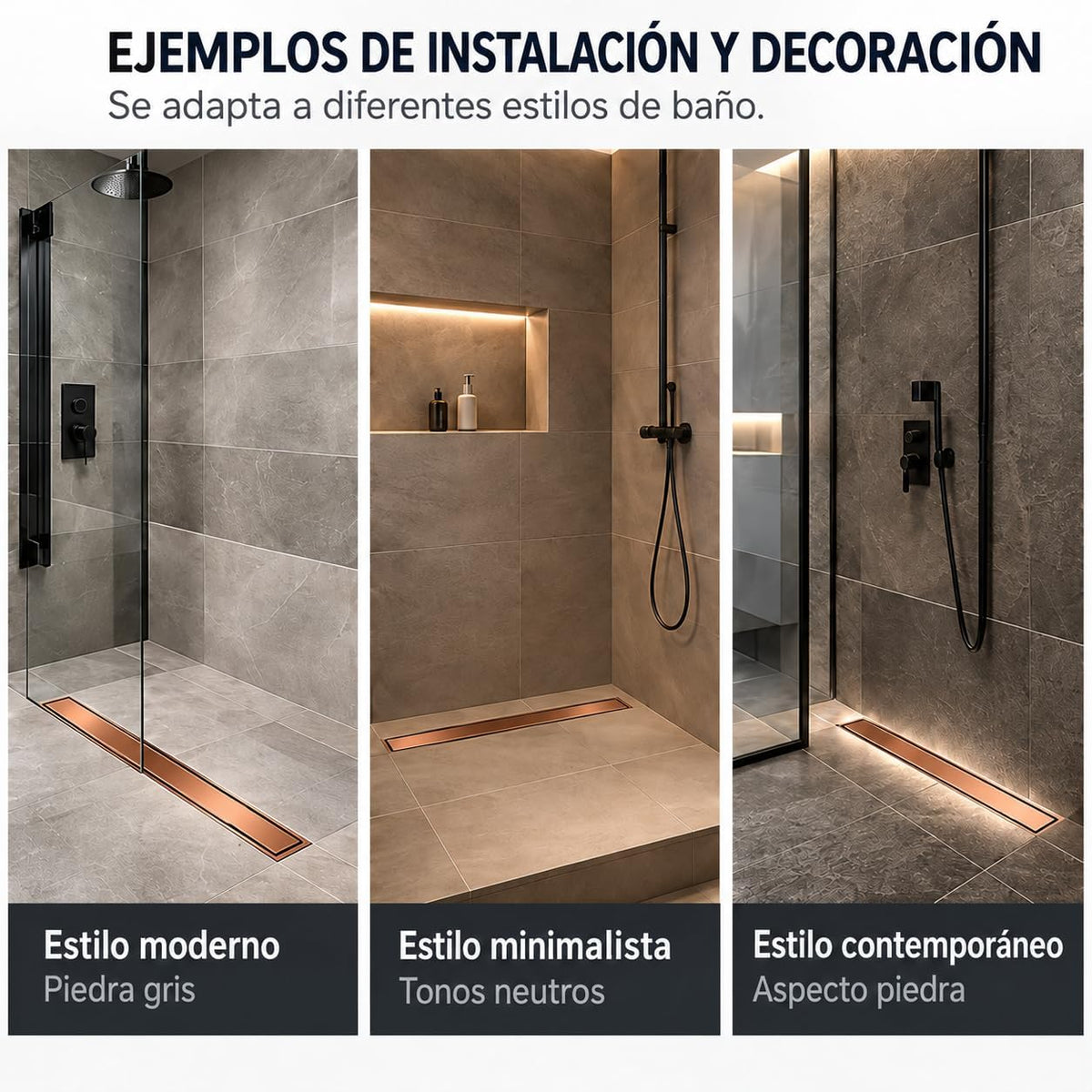 GME Canaleta de Ducha con Tapa Reversible para Ducha a RAS de Suelo