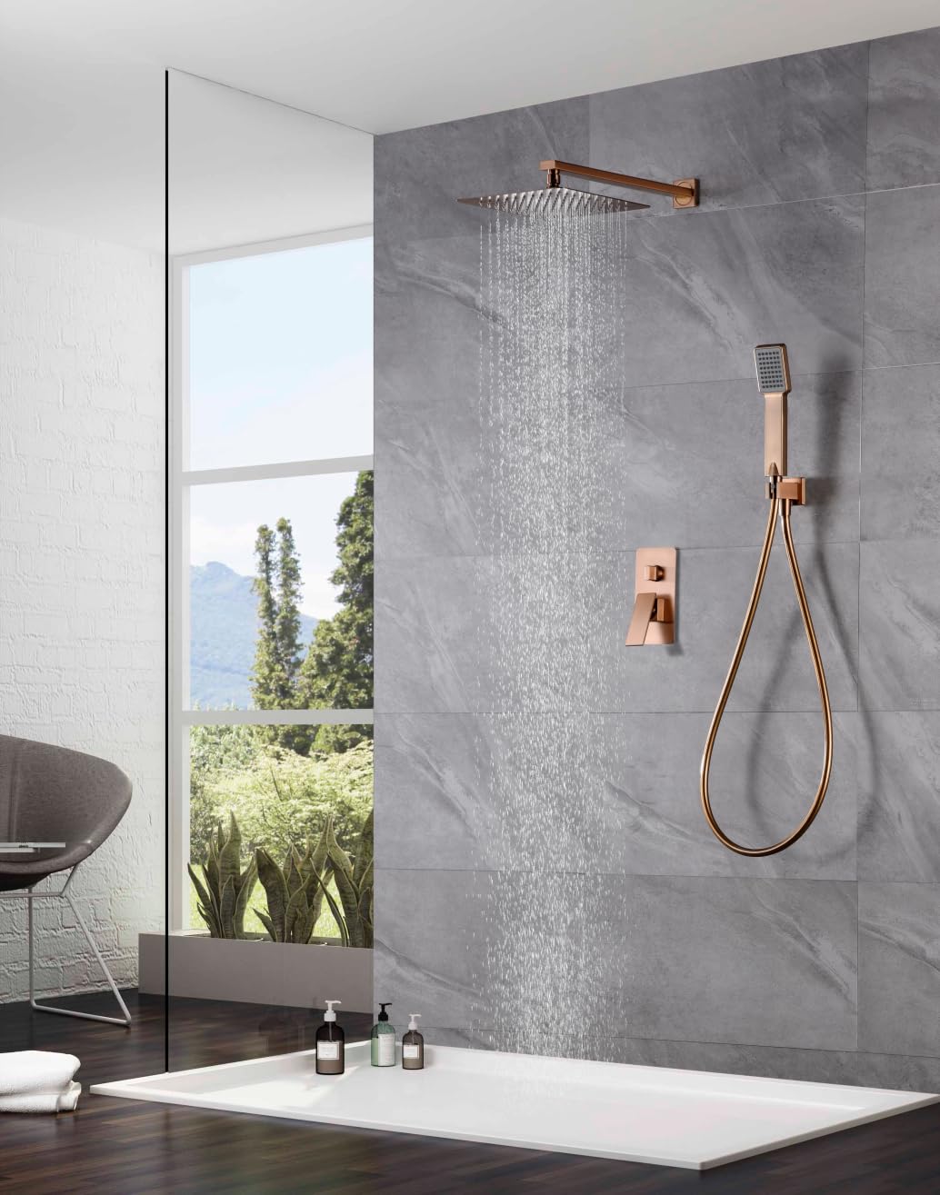 Imex - Conjunto de Ducha Monomando Empotrado Pisa GPP048/ORC | Oro rosa cepillado, Latón de alta calidad, Diseño moderno