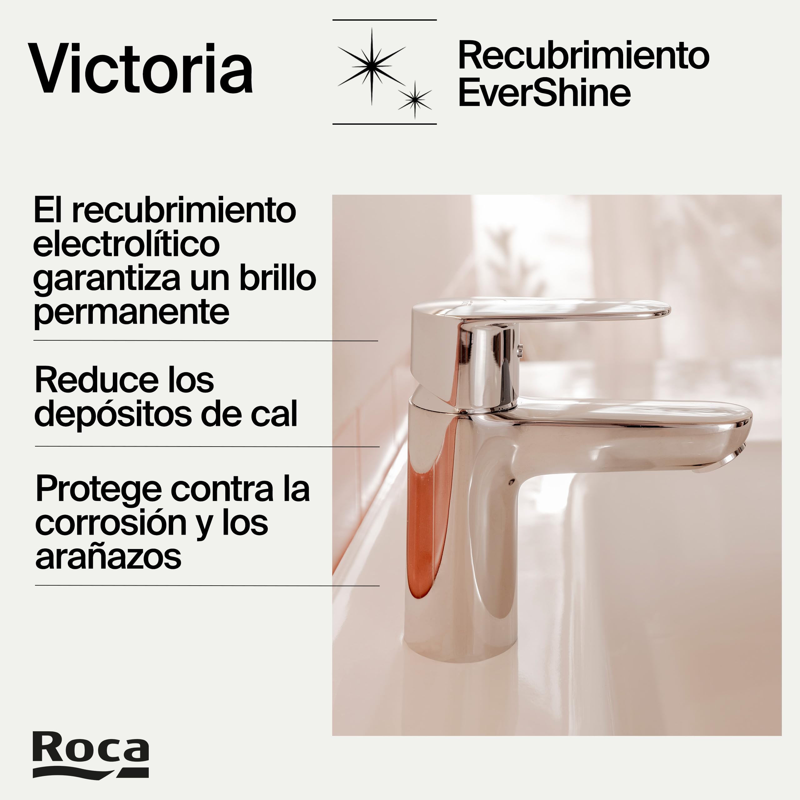 Roca Victoria Plus Grifería para lavabo con tecnología ColdStart