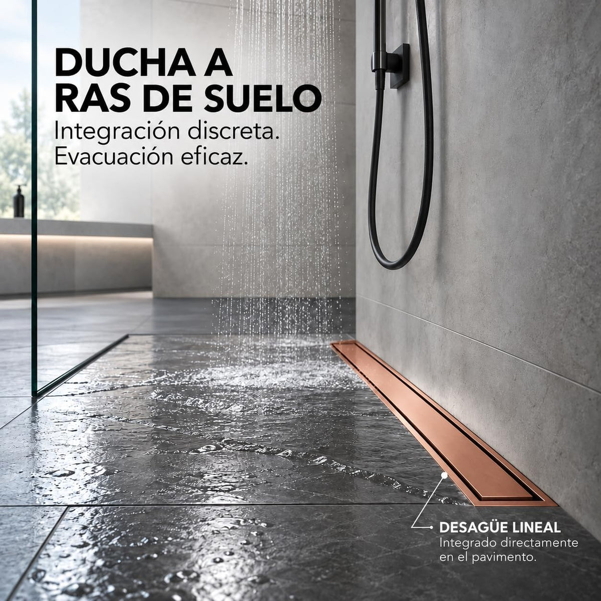 GME Canaleta de Ducha con Tapa Reversible para Ducha a RAS de Suelo