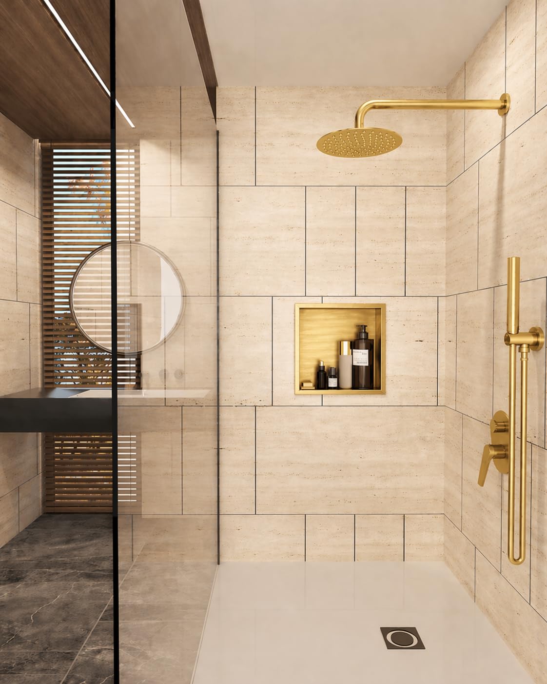 Hornacina Ducha Medimex Atlantic HOR001 Oro Cepillado 33x33