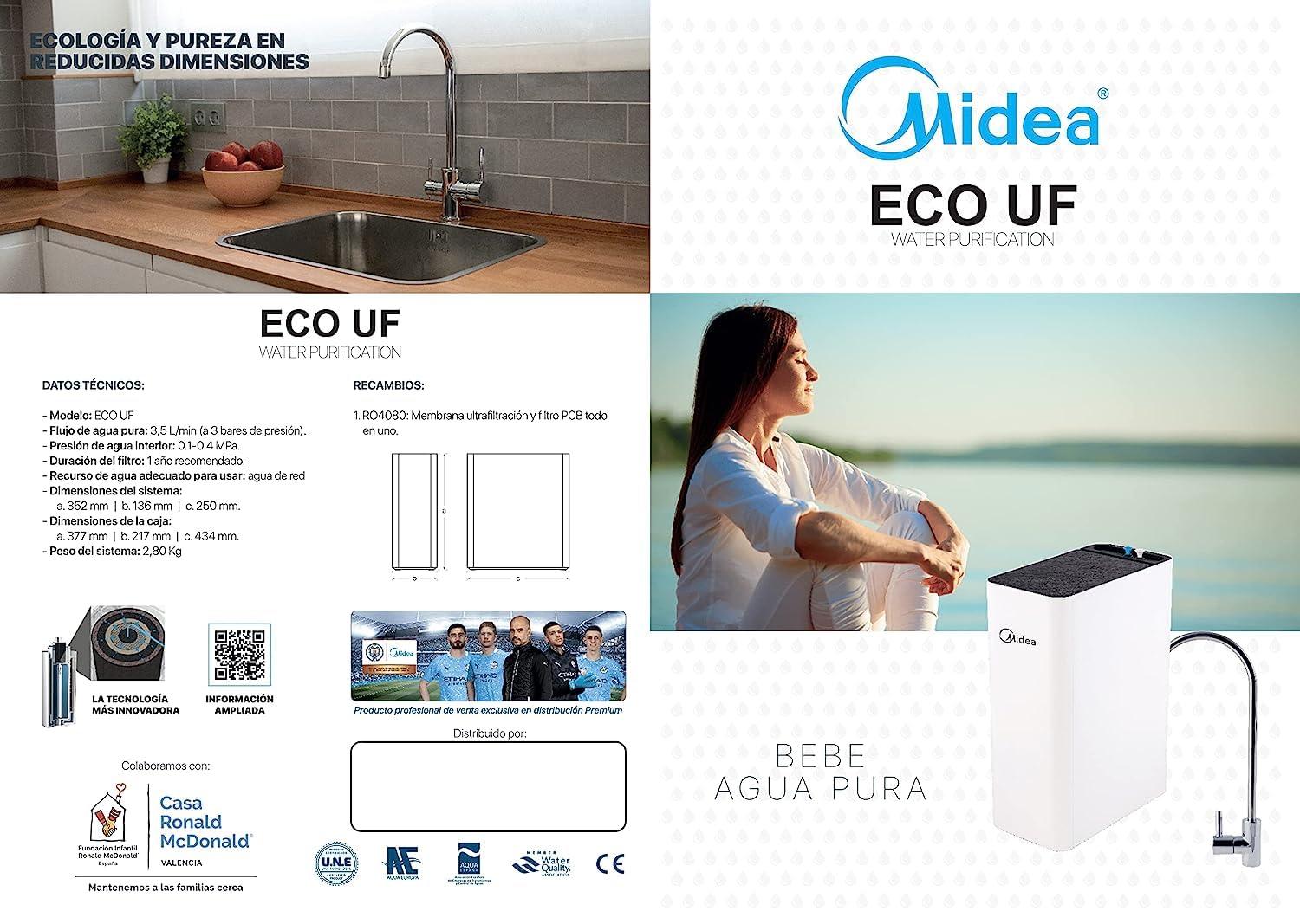 Recambio Equipo ECO UF Ultrafiltración de Agua | Monocartucho 4x1 (Membrana Ultrafiltarción + 3 Carbonos)