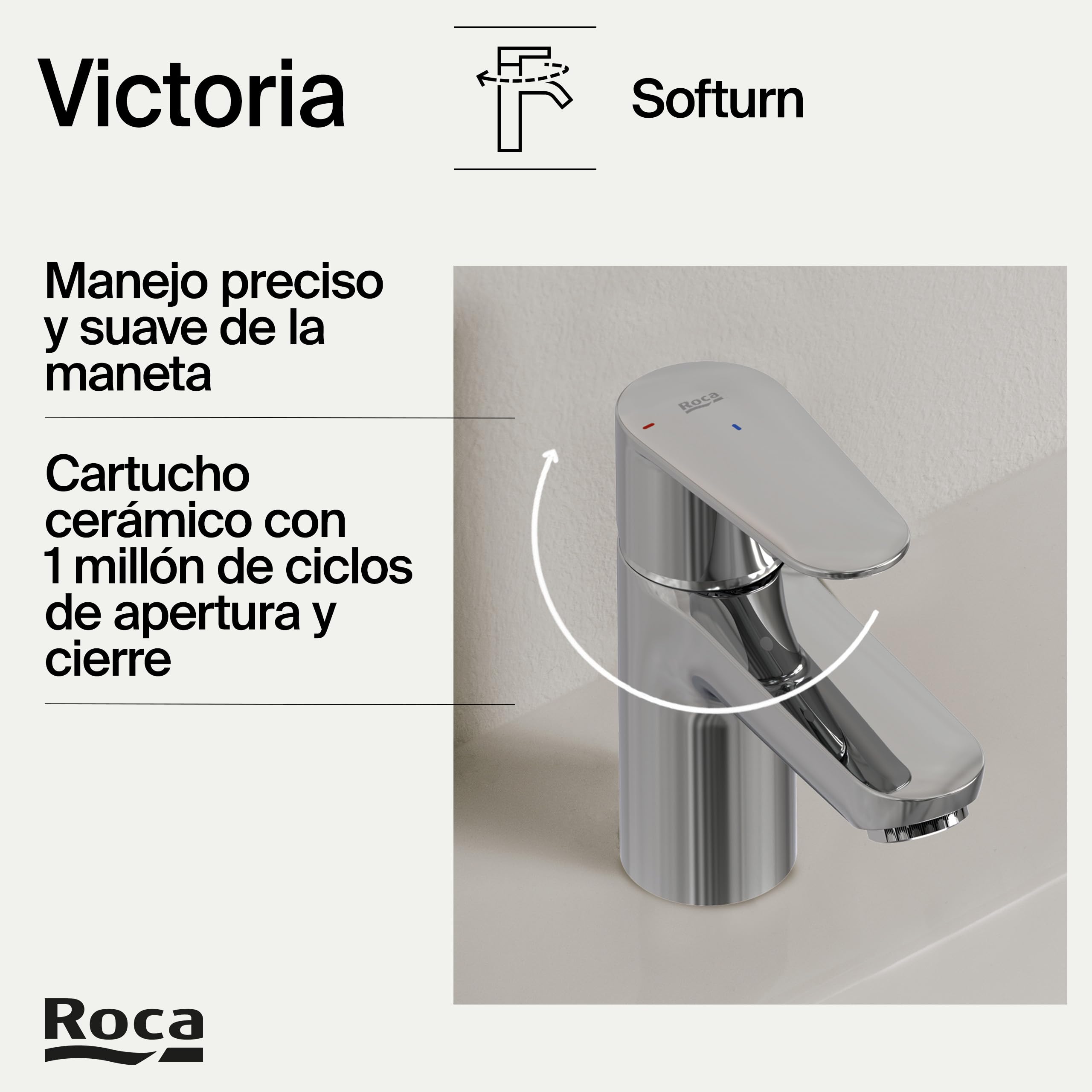 Roca Victoria Plus Grifería para lavabo con tecnología ColdStart